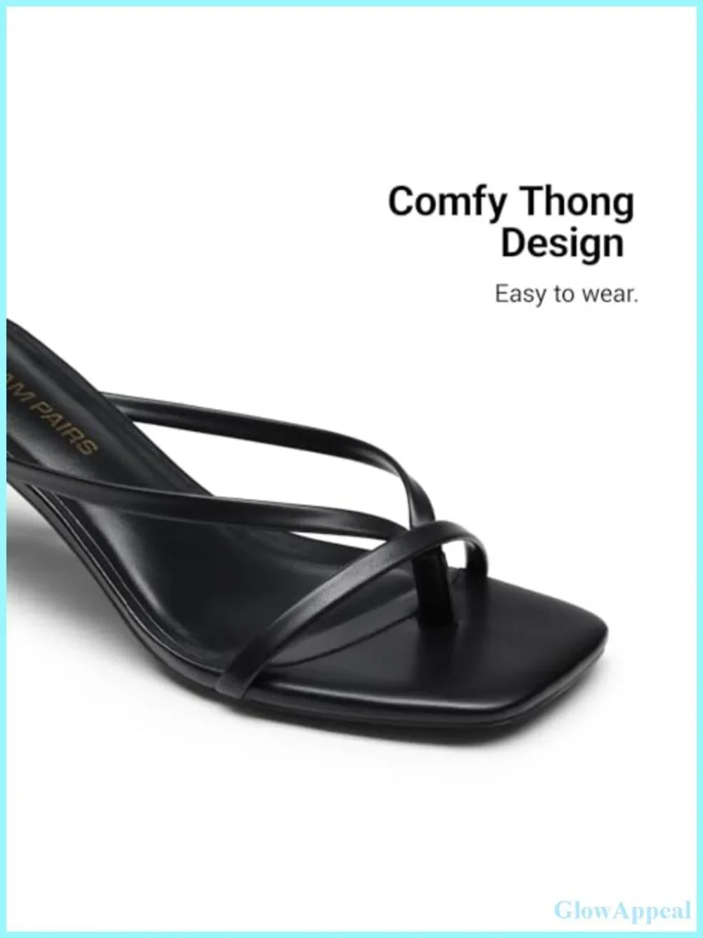 Women's Kitten Heel Flip Flop Sandals Square Toe Slip On Faux Leather